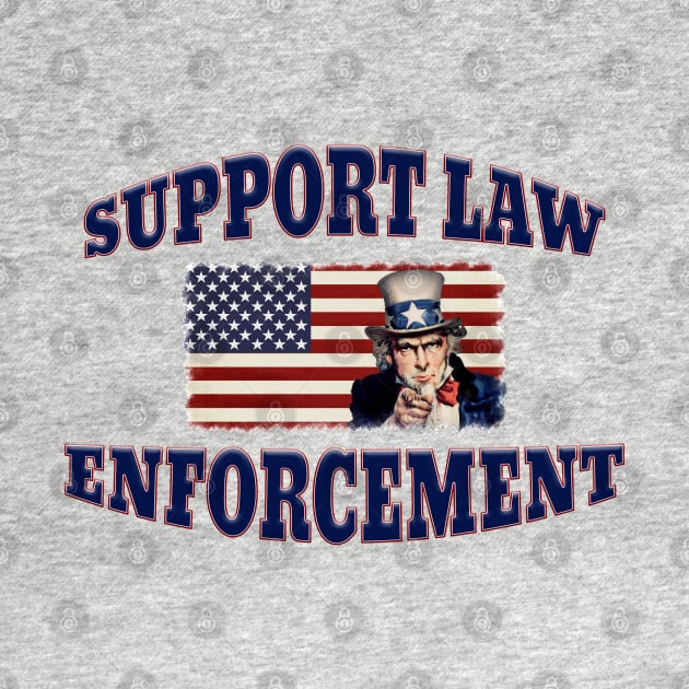 Uncle Sam on American Flag Support Law Enforcement by Roly Poly Roundabout